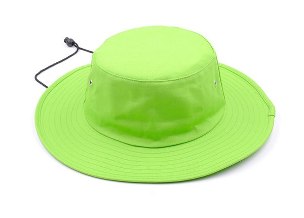 Overview of Neon Green Bucket Hat with String
