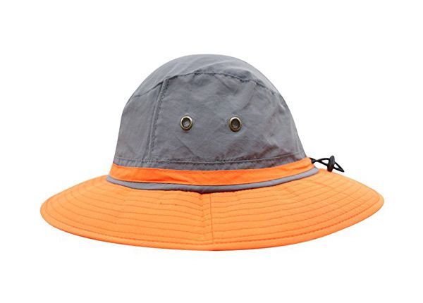 Side of Wide Brim Blank Nylon Bucket Hat With String