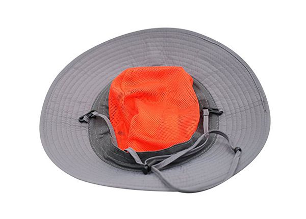 Inside of Wide Brim Blank Nylon Bucket Hat With String