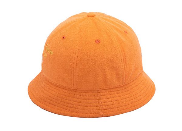 Slant of 6 Panel Embroidered Terry Towel Orange Bucket Hat