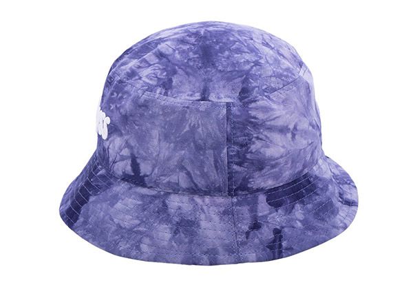 Side of Cotton Purple Bucket Hat with White Embroidered Logo