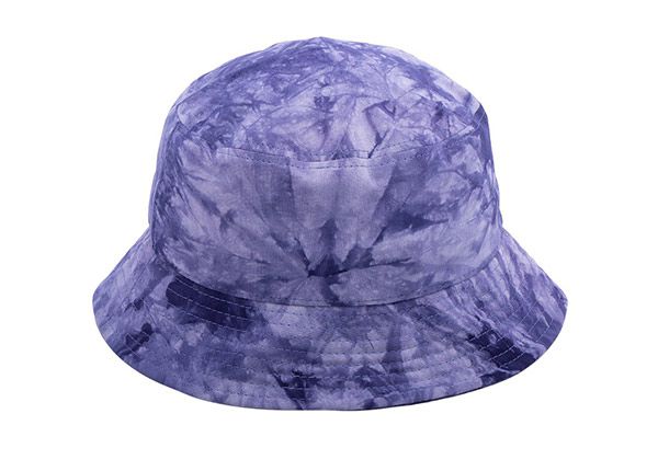 Back of Cotton Purple Bucket Hat with White Embroidered Logo