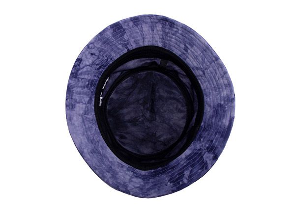 Inside of Cotton Purple Bucket Hat with White Embroidered Logo