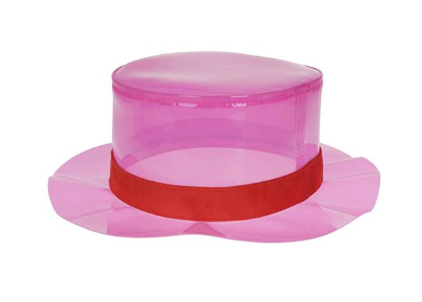 Back of Red Transparent PVC Waterproof Rain Bucket Hat