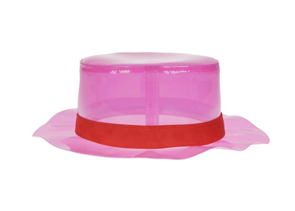 Side of Red Transparent PVC Waterproof Rain Bucket Hat