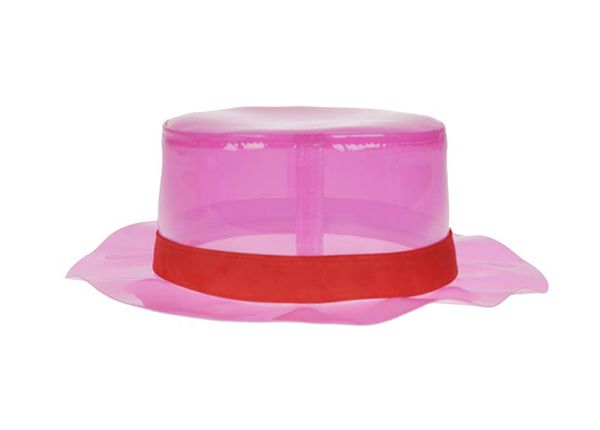 Side of Red Transparent PVC Waterproof Rain Bucket Hat
