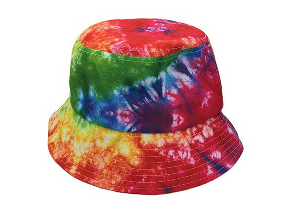 Front of Colorful Rainbow Tie Dye Bucket Hat