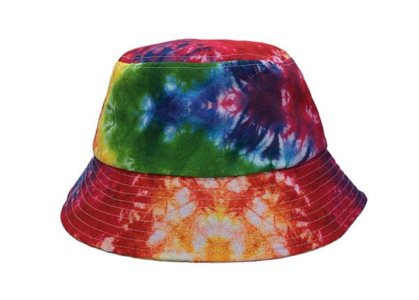 Side of Colorful Rainbow Tie Dye Bucket Hat