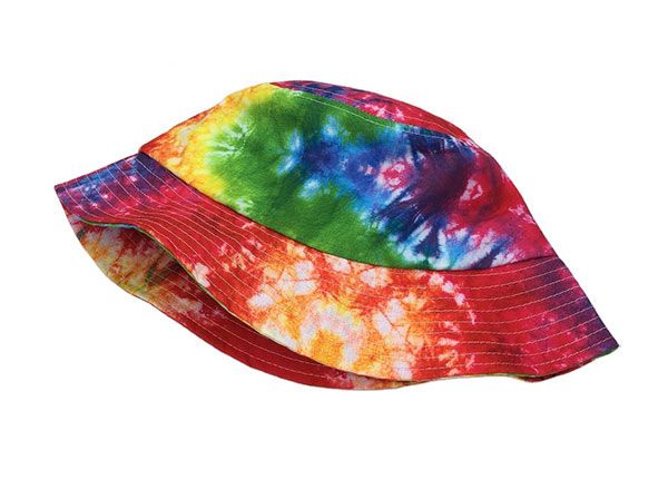 Side of Colorful Rainbow Tie Dye Bucket Hat