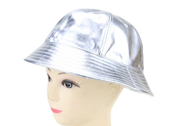 Slant of 6 Panel Blank Waterproof PU Reflective Bucket Hat