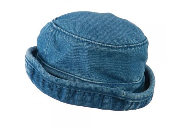 Slant of Blue Cotton Twill Roll Up Bucket Hat