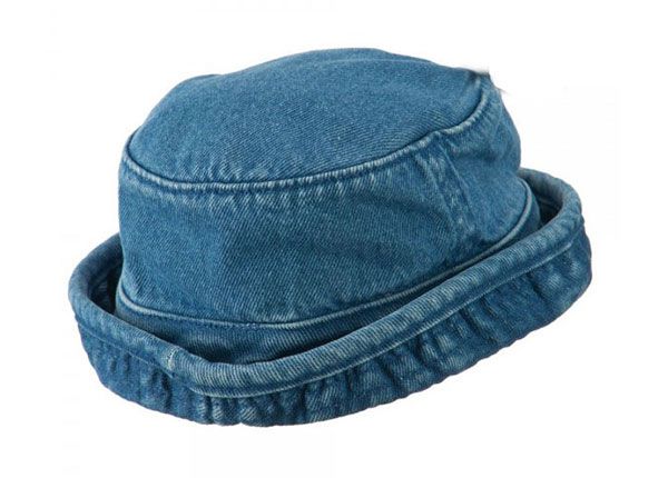 Overview of Blue Cotton Twill Roll Up Bucket Hat