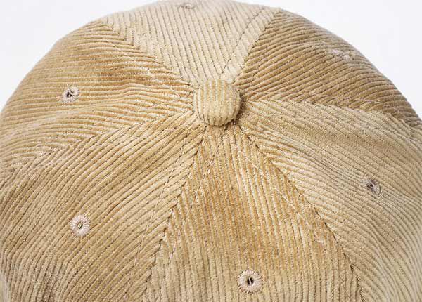 Top Button of 6 Panel Blank Corduroy Tan Bucket Hat