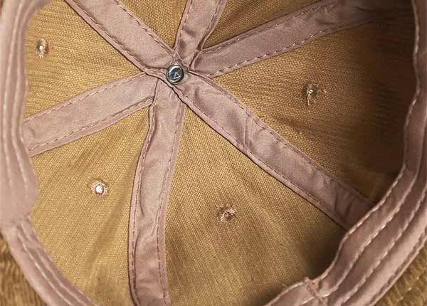 Inside of 6 Panel Blank Corduroy Tan Bucket Hat