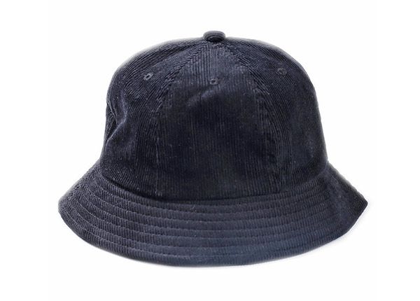 Front of 6 Panel Blank Corduroy Black Bucket Hat