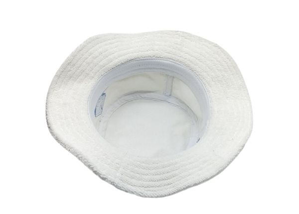 Inside of White Terry Cloth Bucket Hat with Embroidered Logo
