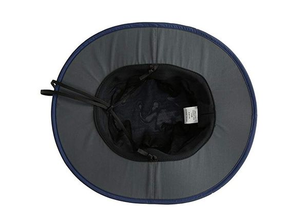 Inside of Mens Black Waterproof Wide Brim Bucket Hat With String 