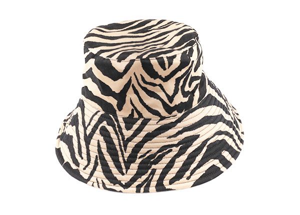 Back of Wide Brim Zebra Print Bucket Hat