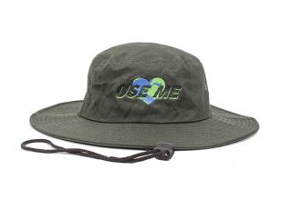 Stiff Brim Boonie Hat Custom Blackish Green Wide Brim Bucket Hat With String