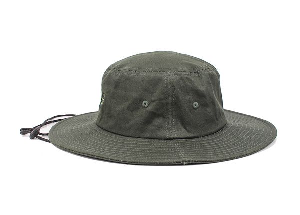 Side of Blackish Green Stiff Brim Boonie Hat With String