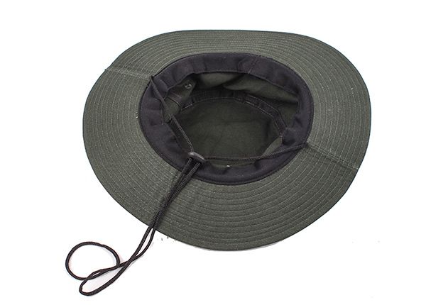 Inside of Blackish Green Stiff Brim Boonie Hat With String