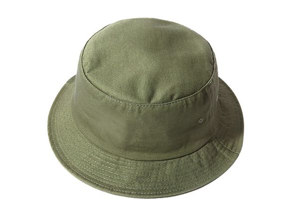 Slant of Blank Cotton Olive Green Bucket Hat