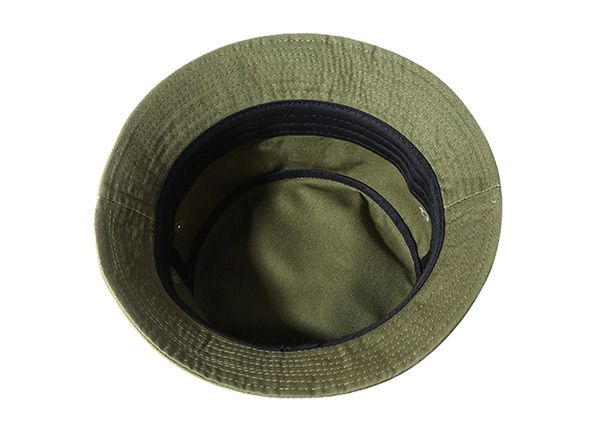 Inside of Blank Cotton Olive Green Bucket Hat