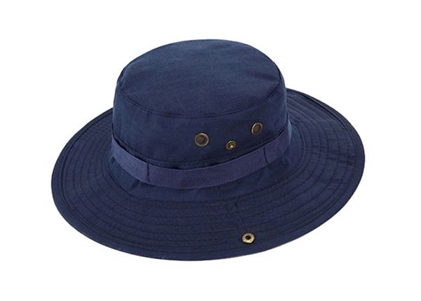 Front of Blank Navy Blue Bucket Hat With String