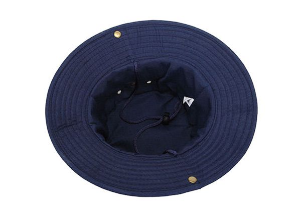 Inside of Blank Navy Blue Bucket Hat With String