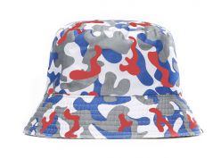 Red White and Blue Camo Bucket Hat Digital Camouflage Short Brim Boonie Hat
