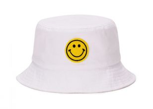 White Smile Emoji Bucket Hat Custom Cheap Cotton Bucket Hat For Sale