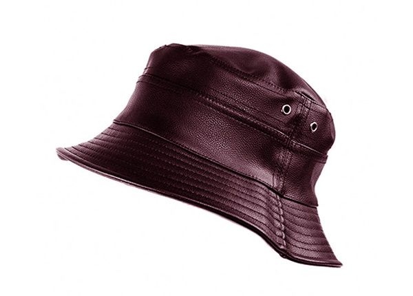 Slant of Brown Waterproof Faux Leather Bucket Hat