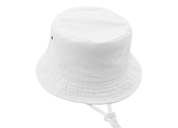 Slant of Blank Plain Cotton White Bucket Hat