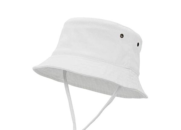 Side of Blank Plain Cotton White Bucket Hat