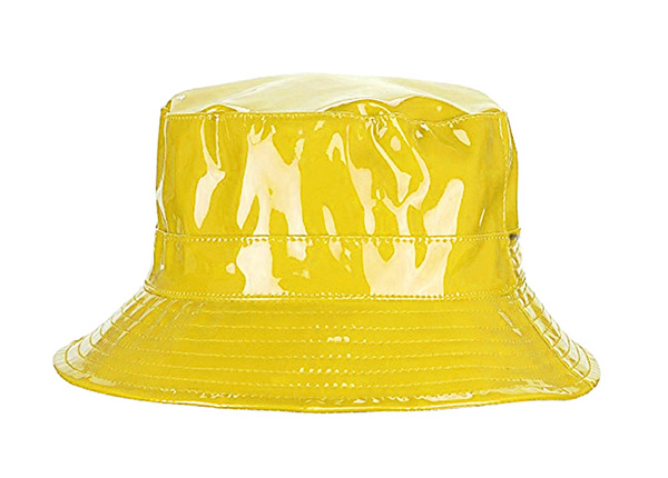 enamelled-logo leather bucket hat