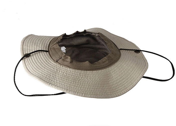 Inside of Khaki Wide Brim Vented Bucket Hat