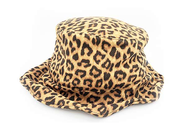 Front of Beige Leopard Printing Wave Bucket Hat