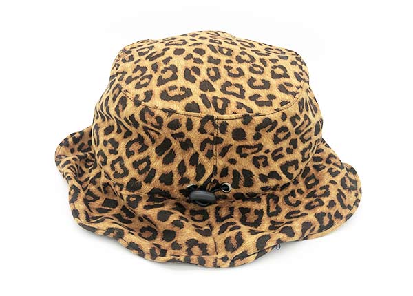 Side of Beige Leopard Printing Wave Bucket Hat