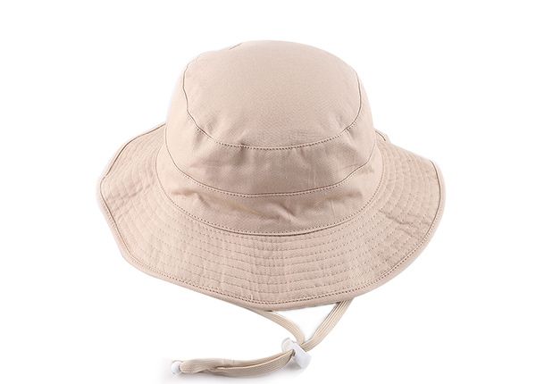 Slant of Blank Reversible Cotton Beige Bucket Hat With String