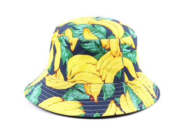 Side of Banana Pattern Printed Cotton Bucket Hat