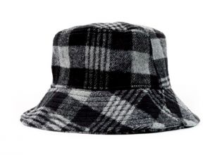 Winter Bucket Hat Black and Grey Wool Hat For Women & Men For Sale
