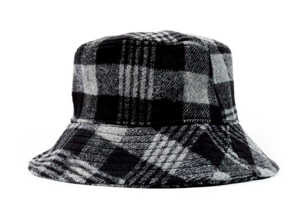 Front of Black and Grey Blank Wool Bucket Hat