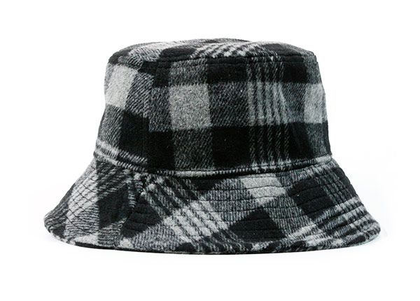 Slant of Black and Grey Blank Wool Bucket Hat
