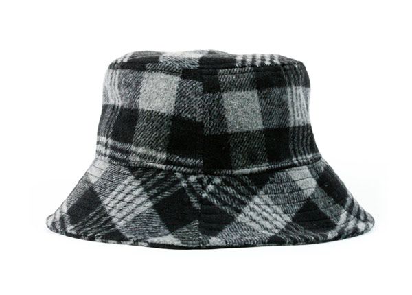 Side of Black and Grey Blank Wool Bucket Hat