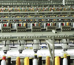 Embroidery machine working line.